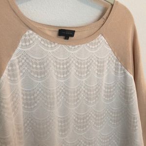 Cream/Very Light Pink and White Lace Sweater